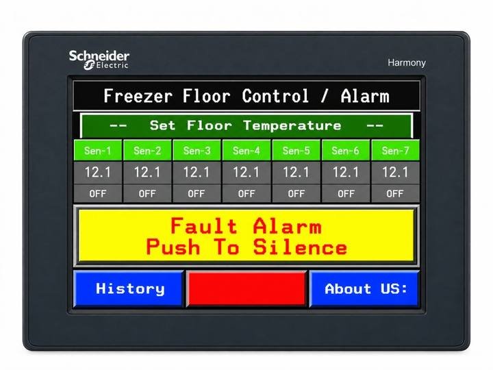 Main screen with Fault Alarm Push To Silence banner